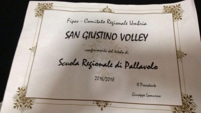 Scuola Regionale Pallavolo, al San Giustino Volley il riconoscimento