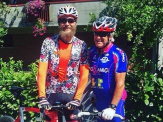 Jovannotti in bicicletta, sulla Pinarello, da Cortona a Città di Castello
