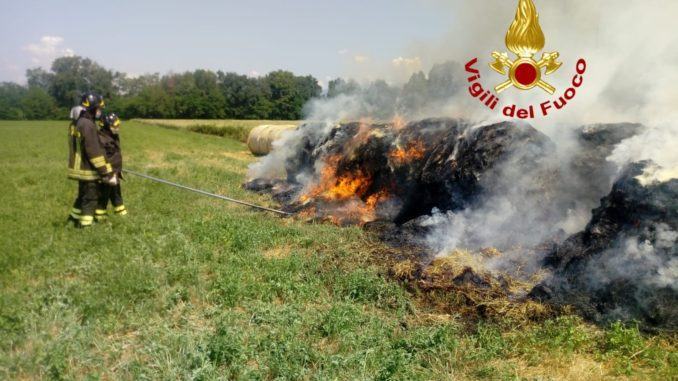 Selci Lama, a fuoco alcune rotoballe di paglia, vigili del fuoco sul posto