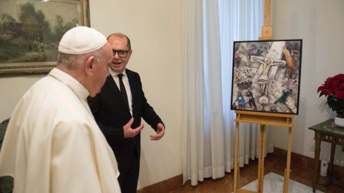 Copia della Crocifissione Bianca di Marc Chagall per Papa Francesco