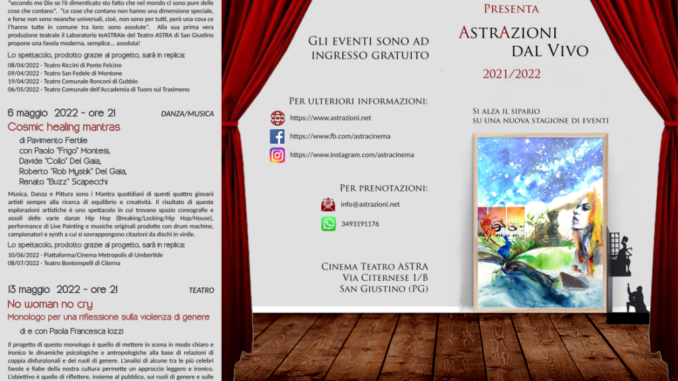Cinema Teatro Astra, al via la rassegna "Astrazioni dal vivo" 