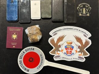 Traffico di stupefacenti, una persona arrestata a Città di Castello