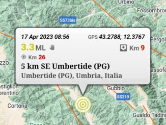 Nuova scossa di terremoto a Umbertide, di magnitudo 3.3
